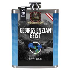 Gebirgs Enzian Geist 38%vol 200ml Flachmann Standard von Emil 1868