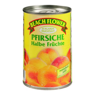 Pfirsichhälften in Fruchtsaft 410g - 6er Vorteilspack von Beach Flower