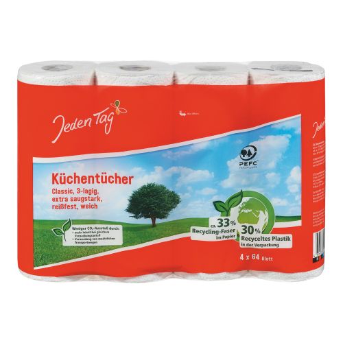 Kitchen roll 3 layers white 64 sheets 1 piece from Jeden Tag