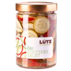 Bio Zucchinisalat 580ml - handeingelegt - wiederverschließbar - ideal zum Mitnehmen - herzhafter Zucchini-Geschmack von Bio Lutz