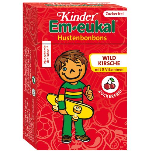 Kinder Em-eukal Minis Wildkirsche Hustenbonbons mit Süßungsmitteln und 5 Vitaminen zuckerfrei 40g