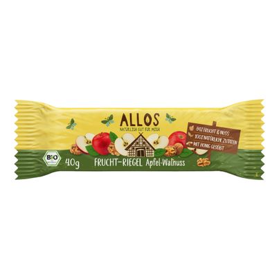 Bio Fruchtriegel Apfel Walnuss 40g - 25er Vorteilspack von Allos