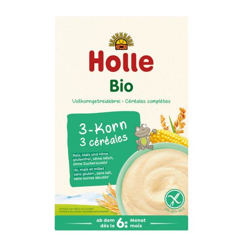 Organic whole grain cereal porridge 3-grain 250g - value pack of 6 from Holle