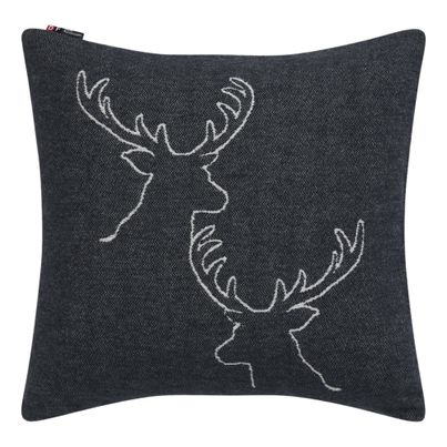 Cushion Cover Stag Heads Linear Color Charcoal 50x50cm by David Fussenegger