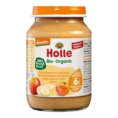 Bio Babygläschen Apfel & Banane mit Aprikose - ab 5 Monaten - 190g - 6er Vorteilspack von Holle