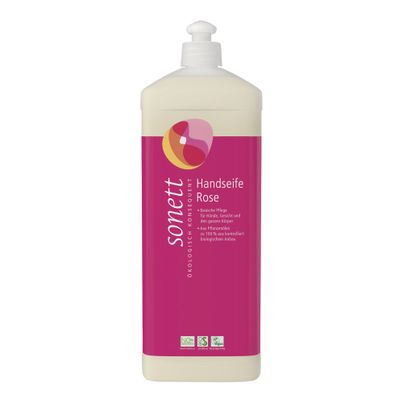 Bio Handseife Rose Nachfüllung 1000ml - 6er Vorteilspack von sonett