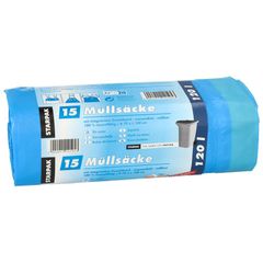 Müllsäcke blau 120l Zugband 15Stück von Papstar