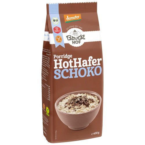 Bio Demeter Hot Hafer Schoko Porridge 400g - Glutenfrei - Edler Schoko-Genuss mit Zartbitterschokolade Quinoa und Amaranth von Bauckhof