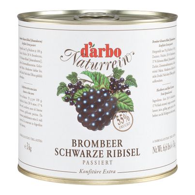 Darbo Naturrein Brombeer - Schwarze Ribisel (Johannisbeeren) Konfitüre Extra passiert 3000g