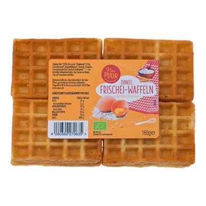 Bio Dinkel Frischei Waffeln 165g - 12er Vorteilspack von Nur Puur