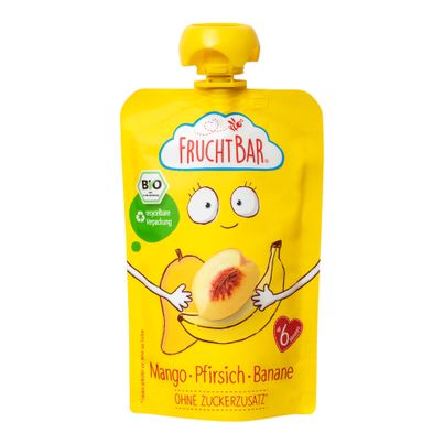 Bio Fruchtpüree Mango Pfirsich Banane 100g - 8er Vorteilspack von Fruchtbar