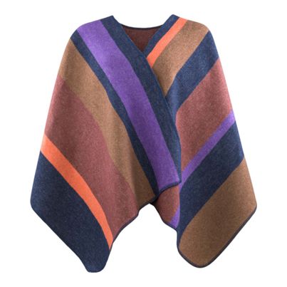 Poncho Streifen One-Size Color Brown 140x70cm by David Fussenegger