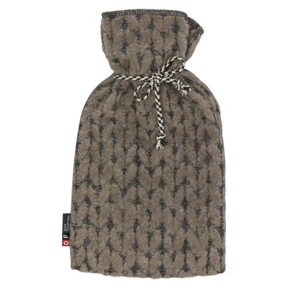 Hot water bottle with cover knitted pattern Color Smoky Grey 21x38cm by David Fussenegger