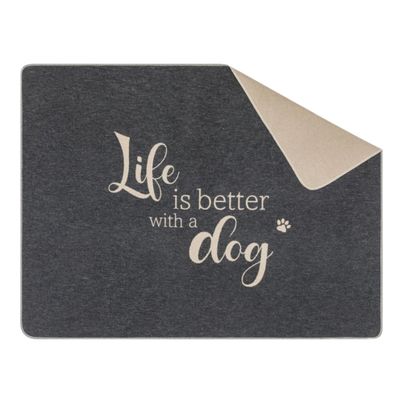 Pet blanket Life is better… Color Charcoal 100x140cm by David Fussenegger