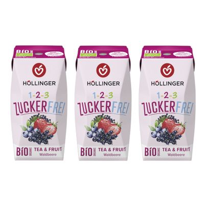 Organic 1-2-3 Sugar-free Wild Berry School Juice 3x200ml - Children's drink without sugar and without artificial sweeteners from Höllinger Juice