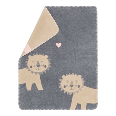 Baby Blanket Lions Color Grey 75x100cm by David Fussenegger