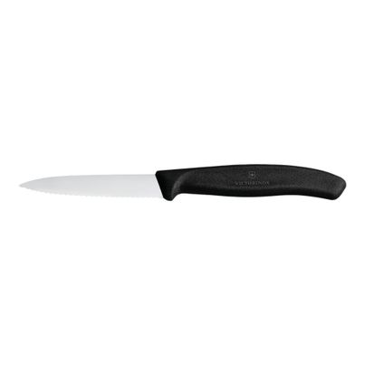 Victorinox vegetable knife black medium point and serrated edge 8cm from Victorinox