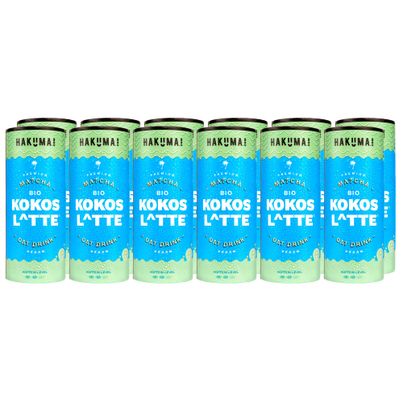 HAKUMA Bio Kokos Latte 12 x 235ml - Premium Matcha Latte mit Hafer und extra creamy Kokosmilch - Urlaubsfeeling in der CartoCan von HAKUMA