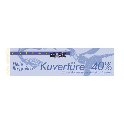 Bio Kuvertüre Basic 40% helle Bergmilch 130g - 6er Vorteilspack von Zotter