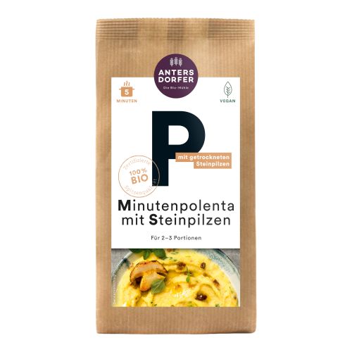 Organic minute polenta porcini mushroom 150g - value pack of 6 from Antersdorfer Mühle