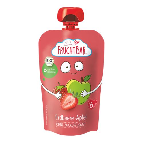 Organic fruit puree strawberry apple 100g - value pack of 8 from Fruchtbar