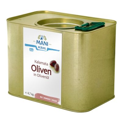 Bio Oliven Kalamata mit Kern in Öl 4700g von Mani Bläuel