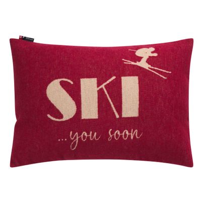 Cushion Cover Ski you soon Color Red 60x40cm by David Fussenegger