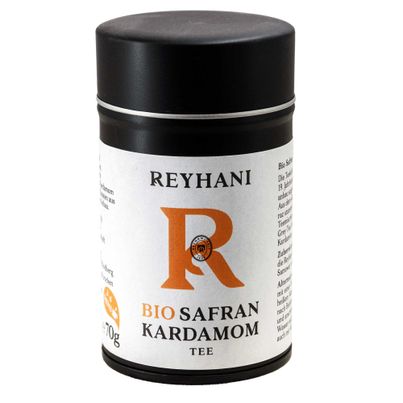 Bio Safran-Kardamom Tee 70g - Teemischung aus aromatischen Earl Grey Tee - feinsten Safranfäden und Kardamom von Reyhani