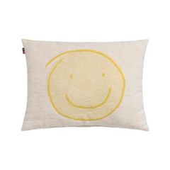 Gefülltes Kissen Happy Faces 30 x 40 cm - Gelb - GRS zertifiziert - von David Fussenegger
