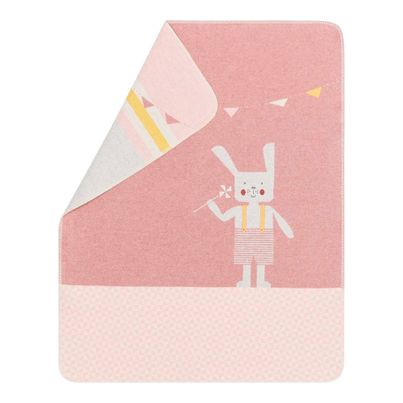 Babydecke Hase mit Stick Farbe Rosa 90x70cm von David Fussenegger