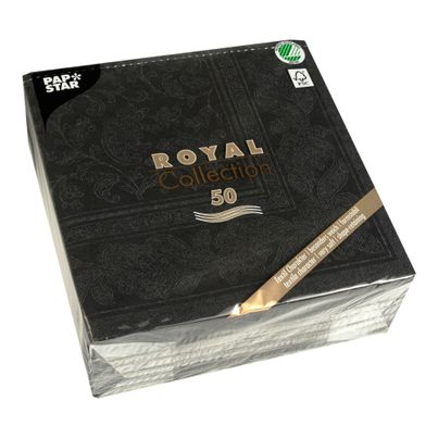 Servietten 3lg.Orn.schwarz 50ct von Papstar