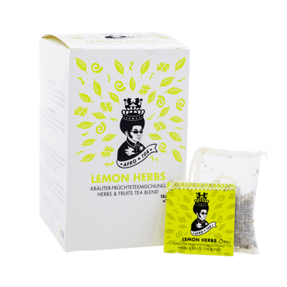AFRO TEA Lemon Herbs Früchte & Kräuter Tee Mischung - Premium Tee 15 Stück - 15 handgenähte Teebeutel mit Minze von AFRO COFFEE