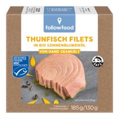 Bio Thunfischfilets in Sonnenbl.Öl 185g - 8er Vorteilspack von Followfood