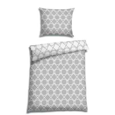 Fein Renforcé Bettwäsche HENNO GRAU Set bestehend aus: 1 x Decke 140 x 200 cm und 1 x Kissen 70 x 90 cm von FLORELLA