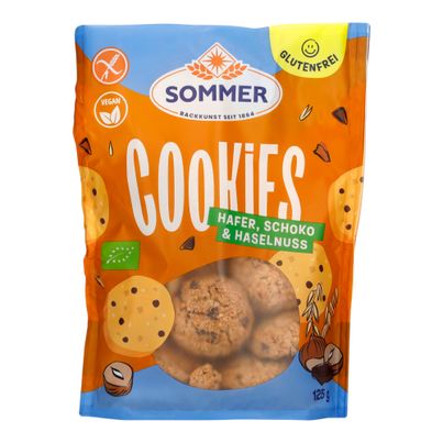 Bio Cookies Hafer Schoko&Haselnuss 125g - 8er Vorteilspack von Sommer