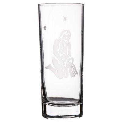 Handgraviertes Glas mit Sternzeichen und Namensgravur Wassermann
