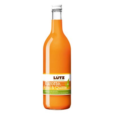 Bio Fruchtsaft Karotte Apfel und Quitte 700ml - Vitaminkick - prickelnde Erfrischung - exotisch süß-bitter - perfekter Start in den Tag von Bio Lutz