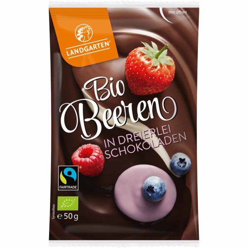 Bio Beeren in dreierlei Schokoladen 50g