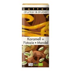 Organic chocolate caramel + pistachie almond 70g - 10 pieces benefit pack from Zotter