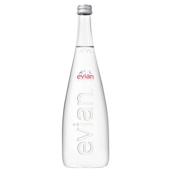 Evian Wasser Glasflasche 750ml - Im Herzen der französischen Alpen durch uralte Gletscher gefiltert - Einzigartig ausgewogene Mineralisierung von Evian
