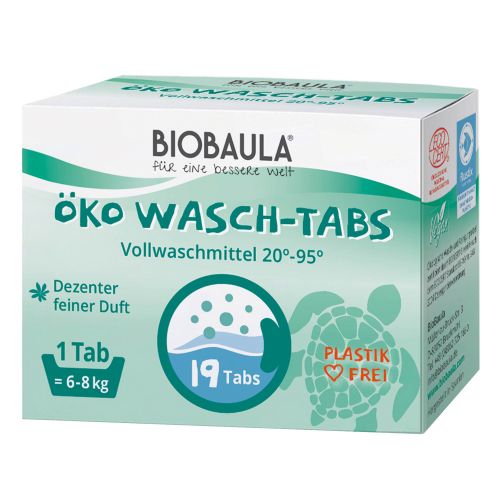 BIOBAULA Öko Wasch-Tabs 19 Stück - Ein Tab reicht für 6 bis 8 Kilo Wäsche - Für weiße und farbige Textilien geeignet