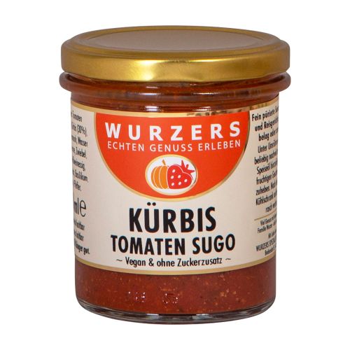 Kürbis Tomaten Sugo 350ml - pikante Sauce vegan und ohne Zuckerzusatz - vielseitig einsetzbar - aus Kürbisfleisch und Tomaten von Wurzers