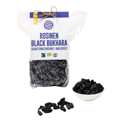 Bio Rosinen Black Bukhara 600g - 6er Vorteilspack von Pakka