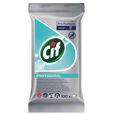 Cif Professional Allzweck-Reinigungstücher 100 Stück - Für die hygienische Oberflächenreinigung Geeignet für alle waschbaren harten Oberflächen von Diversey