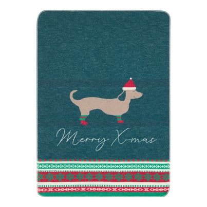 Pet blanket X-Mas dachshund Color Green small 90x70cm by David Fussenegger
