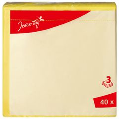 Yellow napkins, 3-ply, 33 x 33 cm, 40 pcs, by Jeden Tag