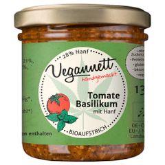 Bio Tomate-Basilikum Aufstrich mit Hanfsaat 135g - Vegan - Glutenfrei und Laktosefreier Aufstrich von Vegannett