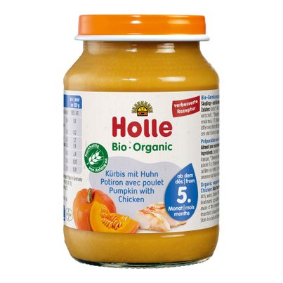 Bio Babygläschen Kürbis mit Huhn - ab 5 Monaten - 190g - 6er Vorteilspack von Holle