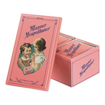 Manner Neapolitaner 1898 Nostalgiedose Design Bub und Mädl mit Inhalt