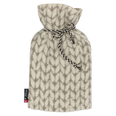 Hot water bottle with cover knitted pattern Color Off-White 21x38cm by David Fussenegger